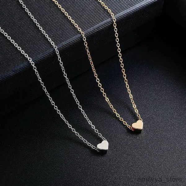 

pendant necklaces and fashion simple heart shape pendant necklace couple personality temperament peach heart collar chain female, Silver