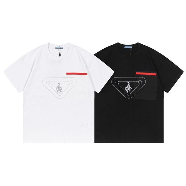 

most eur size men t shirts luxury new leisure tshirts imported high weight chest high density embroidery design cotton round neck solid colo, White;black