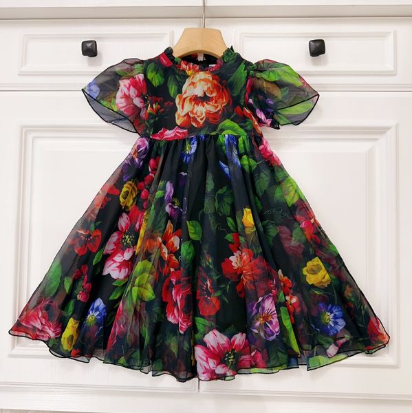 

summer kids girl's dresses clothes baby girl chiffon flower print dress fashion children party tutu, Red;yellow