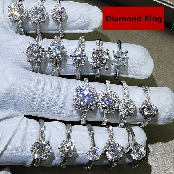 

20 styles lab diamond promise ring 925 sterling silver engagement wedding band rings for women men gemstones party jewelry gift, Slivery;golden