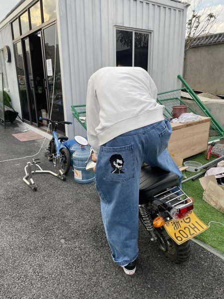 

men's jeans celana denim hip hop pria bawahan lurus kasual bercetak kaki lebar y2k gaya korea 2023 230515, Blue