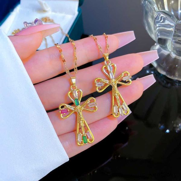 

pendant necklaces fashion jesus christ teaches cross light luxury temperament nelace female exquisite wind clavicle chain pendant gift, Silver