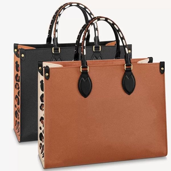

luxury handbags onthego black mm tote leather leopard grain for women handbag duffel bag embossed purse shopping bag crossbody designers bag