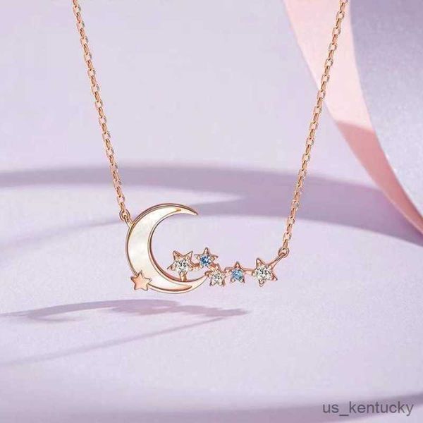 

pendant necklaces fashion style cute moon star pendant nelaces for women girls crystal jewelry gift tren link chain party jewellery, Silver