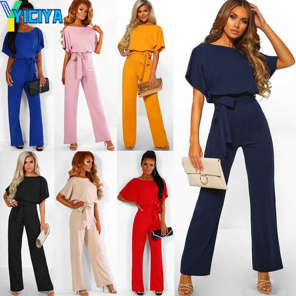 

yiciya 7-color new spring / summer 2023 fashion lace up button short sleeve women's jumpsuit female set, Gray