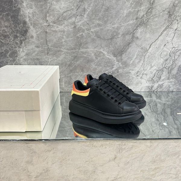 

2023 new women sneakers boots shoes leather lace-up sneaker cowhide fashion lady trainers woman shoe 0511, Black