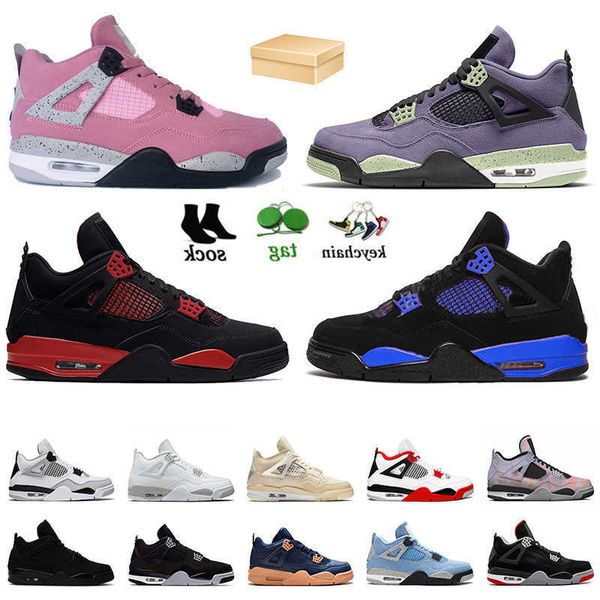 

with box designer mens trainers jumpman 4 basketball shoes tech 4s with box university pink blue canyon purple fire red thunder military bla, Black