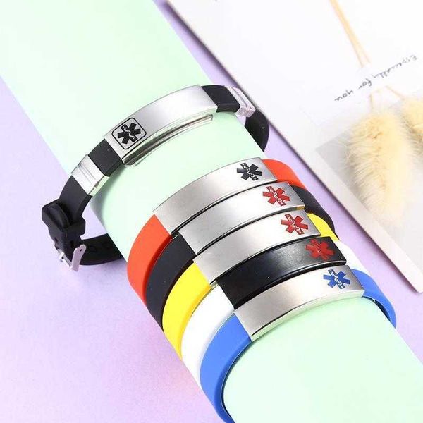 

medical logo stall corrosion bracelet silicone mens watch band adjustable couple, Golden;silver