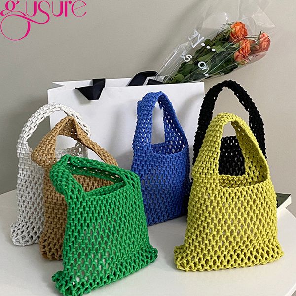 

evening bags gusure berongga sederhana tas bahu wanita musim panas populer gadis tote mesh tali tenun jerami bersih tidak ada berjajar ins g