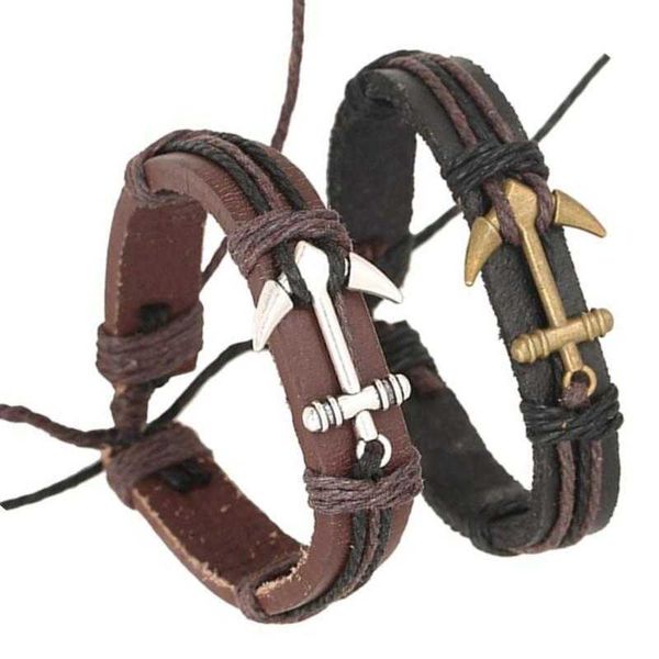 

bracelet export jewelry 2 store ornament boat anchor alloy leather, Golden;silver