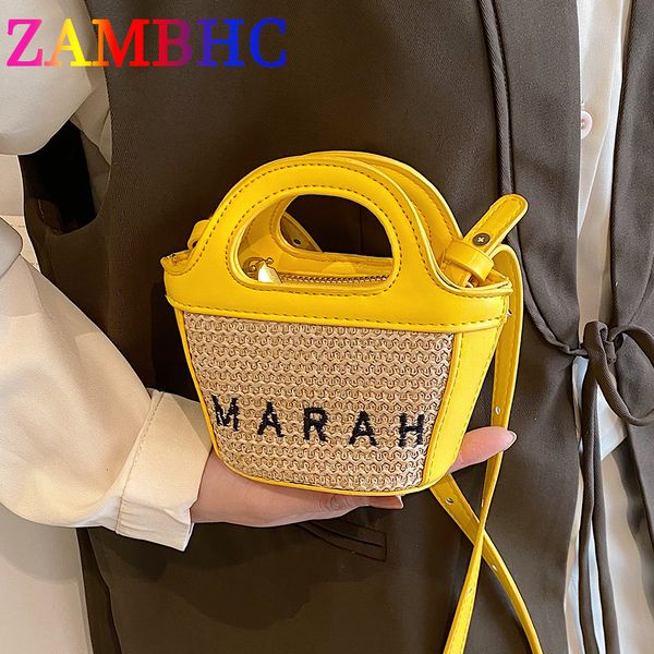 

evening bags tas selempang bahu keranjang jerami pu mini lucu musim panas untuk wanita merek perancang lipstik buatan tangan koin tenun 2305