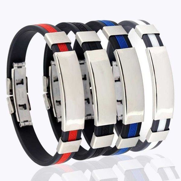 

titanium steel personality korean style bracelets glossy mens silica gel bracelet trendy fashion stainless ornament, Golden;silver