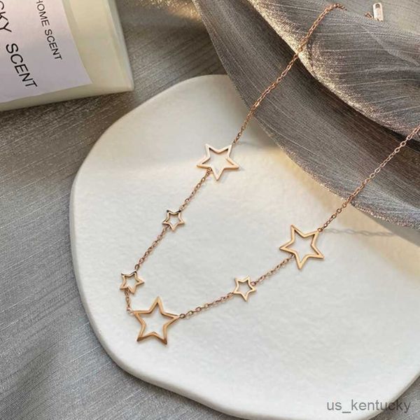 

pendant necklaces stainless steel simple wind pendant hollow pentagram cute ladies nelace fashion exquisite jewelry, Silver