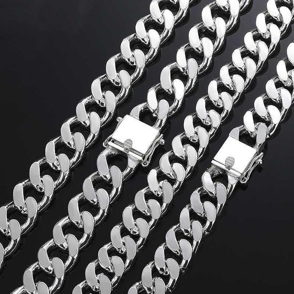 

new 8mm 10mm 12mm 14mm solid silver maimi chain design 925 sterling silver cuban link chain for men