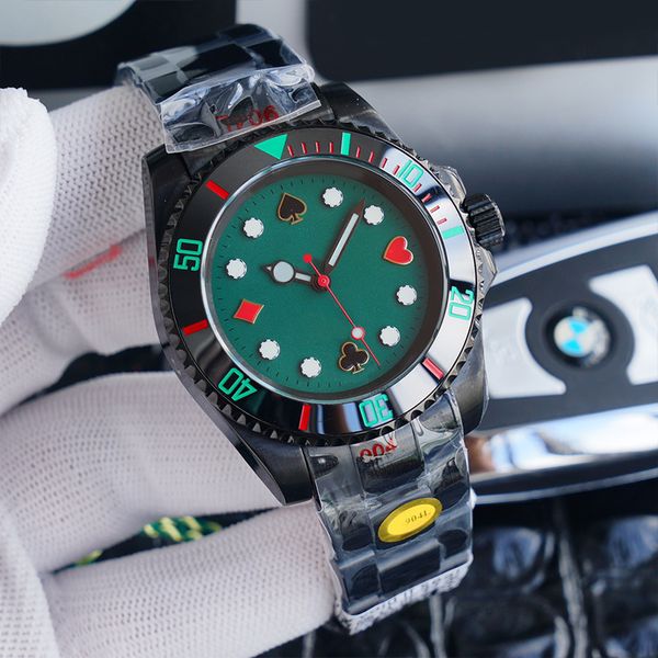 

poker pattern mens watch automatic 904l stainless steel strap with high-quality sapphire mirror surface added with waterproof montre de luxe, Slivery;brown