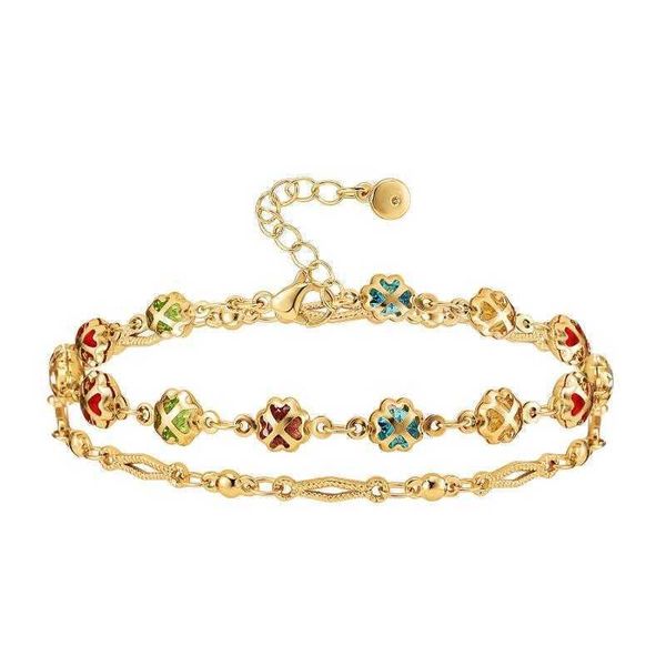 

ins multi layer bracelet womens gold plating mixed color zircon elegant adjustable, Golden;silver