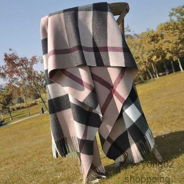 

100% cashmere scarf fashion classic plaid printed ultra soft thermal 190*70cmcpu3re9s, Blue;gray