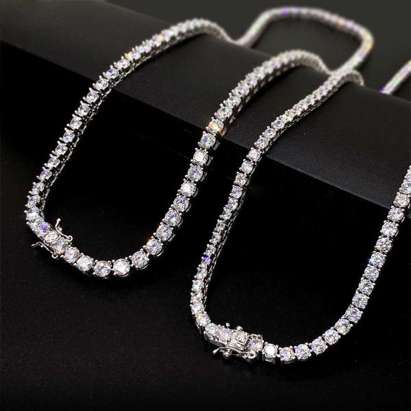 

925 silver diamond chain moissanite choker 4mm tennis 925 iced out for men