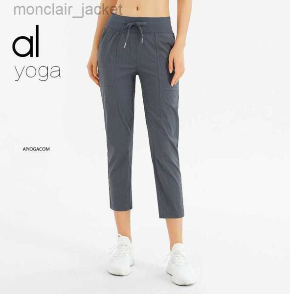 

desginer yoga leggings pants sports fitness casual pants straight fit capris lace up elastic pants women's business, Black