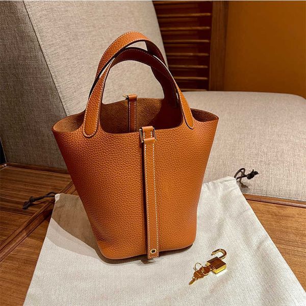 

authentic totes picotin women's luxury bags handmade wax line vegetable basket bag with lychee grain 18 22tc cow leather high-end porta
