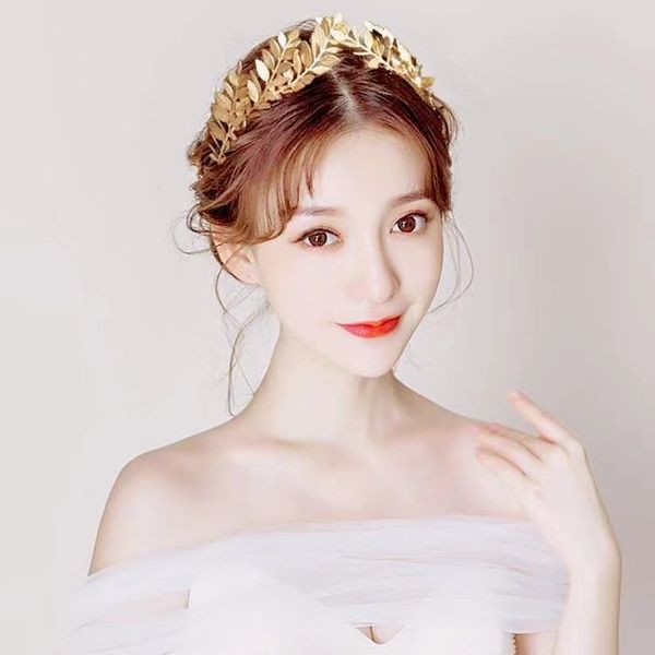 

bride gold leaf headband sweet hair series fine headwear temperament alloy headband crown wedding headwear, Silver