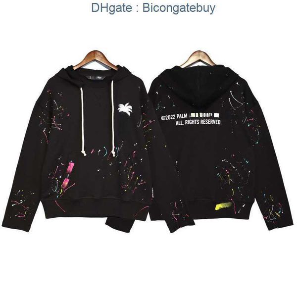 

palm tree print hooded sweater men women sweatshirt pa designer hoodie graffiti hoody hip hop pullover coat oversize hoodies 5r0t, Black