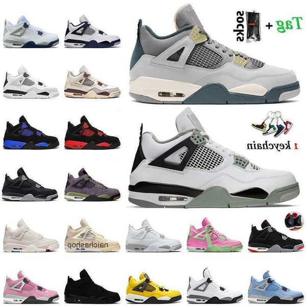 

with box designer shoes wholesale 2023 women mens jumpman 4 basketball shoes 4s midnight navy craft seafoam size 13 sneakers fire re, Black