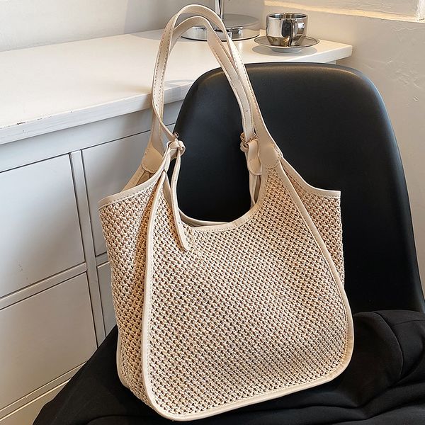 

evening bags tas belanja wanita kapasitas besar bahu jerami tenun untuk tangan liburan pantai retro kasual musim panas 230516