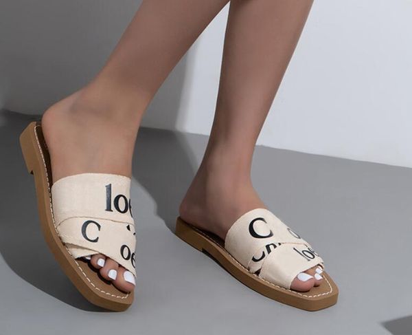 

slippers summer rubber sandals beach woody flat mule linen white black slide fashion scuffs slippers indoor canvas designer shoes