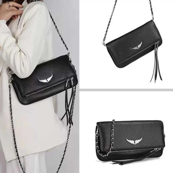 

luxury designer womens bag wings diamond-ironing plain messenger sheepskin leather zadig et voltaire crossbody handbags two chain ladies clu