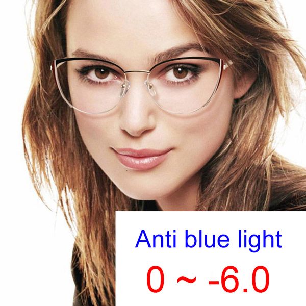 

reading glasses fashion myopia optical glasses women luxury brand metal cat's eye frame anti blue light computer eyeglasses minus -2 -3