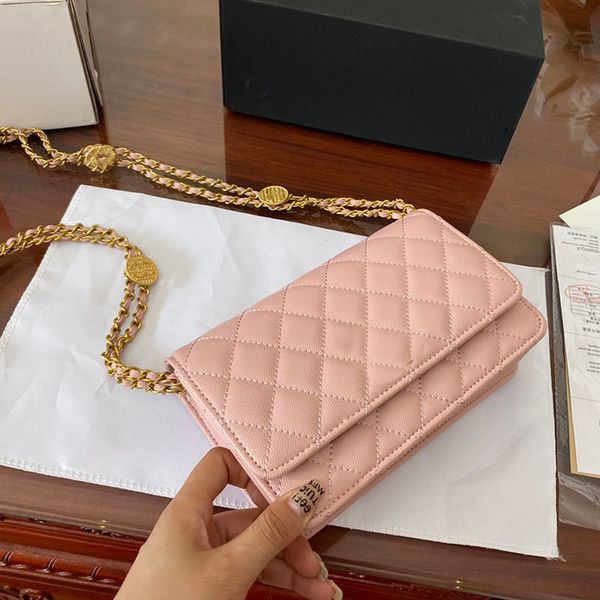 

crossbody chain women bags designer wallet genuine caviar shoulder flap purse lambskin bag clutch card holder gold silver hardware 22a woc s