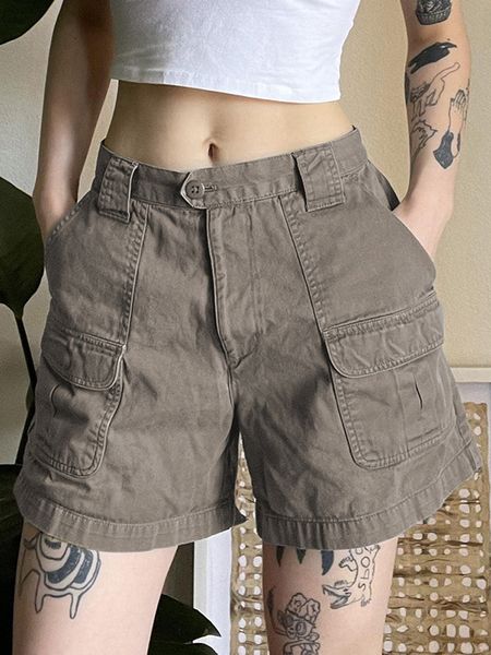 

women's shorts y2k grey shorts pockets harajuku prepply vintage high waisted pants women basic casual grey summer shorts homewear 23051, White;black