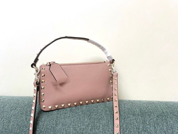 

cowhide rivet zipper and hook buckle adjustable 2023 new fashion casual women's bag shoulder crossbody bag