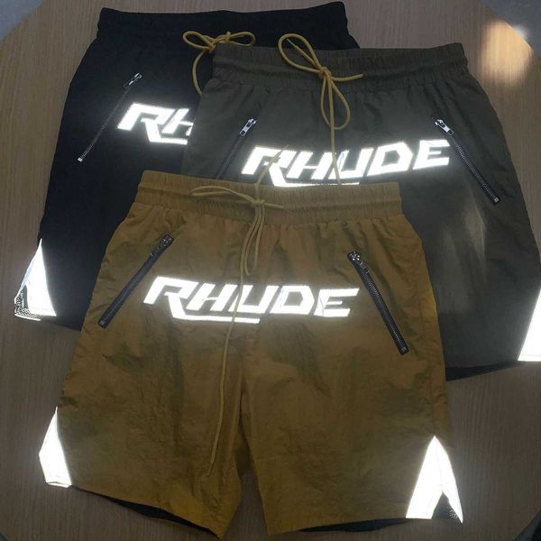 

design reflective rhude men's mens shorts shorts summer double layer breathable lightweight casual sports pants, White;black