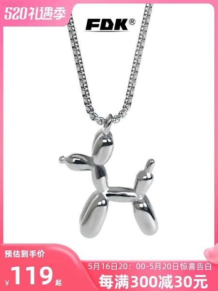 

fdk wang jia'er same style balloon dog necklace men's fashion sweater chain hip hop pendant valentine's day gift for boyfrien, Silver