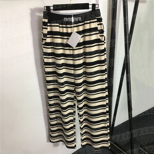 

striped casual pants trousers for women fashion high waisted wide leg pant clothes, Black;white
