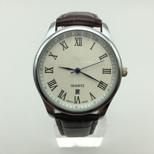 

mens watches quartz movement pilot watch all dial work chronometre wristwatch leather strap stainless steel case waterproof clock montre de, Slivery;brown