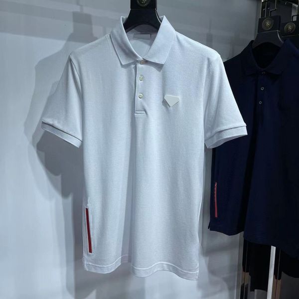 

man polos t shirt casual shirts designer striped short sleeves breathable tees men polo mercerized cotton m-5xl, White;black