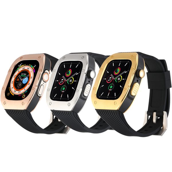 

Straps Protective Luxury Case Mod Kit Stainless Steel Cover DIY Cases Watchband Bracelet Wrist Band Strap For Apple Watch Series 6 7 8 Ultra 49mm 45mm 44mm s