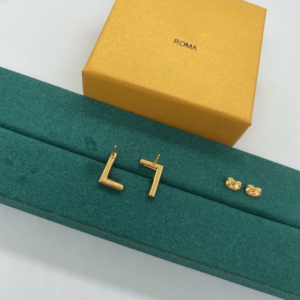 

irregular design gold earrings fashion letter f luxury charm jewelry designer women's earrings jewelry simplicity, Silver