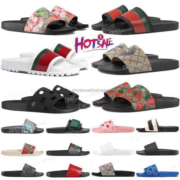 

designer slippers for women mens slides floral brocade flats gear bottom tiger snaker ace bee flop flip canvas green casual fashion beach sh, Black