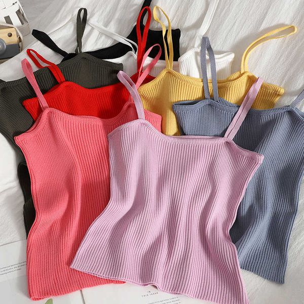 

women's tanks camis heliar women plain crop spaghetti tube solid ribbed cotton for summer y2k basic for women 2021 summer aa230515, White