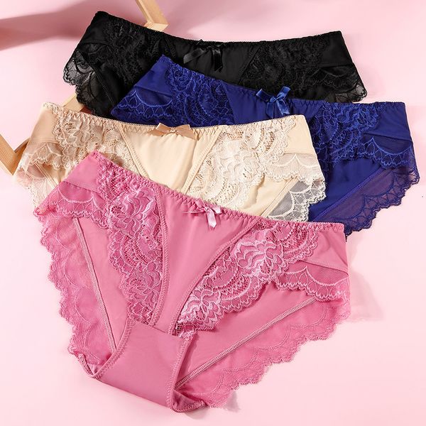 

women's panties female lingerie underwear women low waist lace underpants lady's soft panties briefs black thongs woman clothes 3p, Black;pink