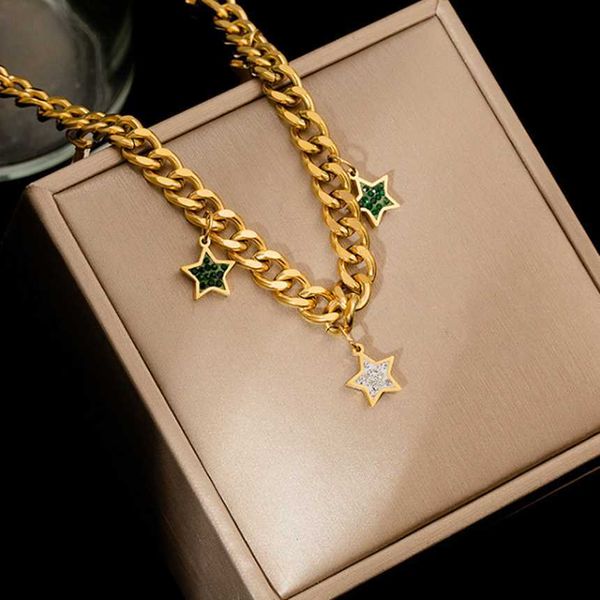 

pendant necklaces stainless color zircon stereo pentagram ladies nelace fashion exquisite jewelry, Silver