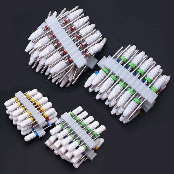 

nail art equipment 10pc ceramic drill bits set milling cutter electric manicure files cuticle remove burr gel polish kit tools accessories 2, Silver