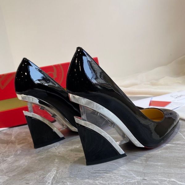 

dress shoes red high kate heels bottom luxury women designer back patent leather sandals pointed red toes sole heels pumps 677, Black