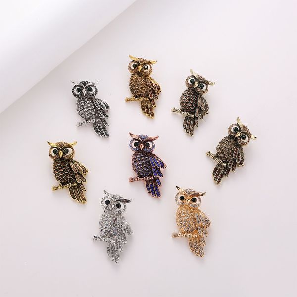 

fashion owl crab brooch pin designer lobster scorpion sea horse frog suits shirt collar clips sweater scarf pins clothing accessories gifts, Gray