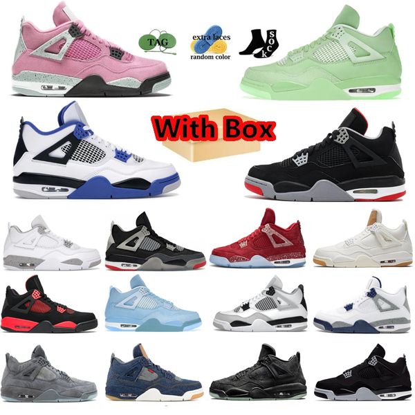 

basketball shoes jordens 4 mens designer shoes 4s sneakers womens black cat military black pine green designer trainers with box