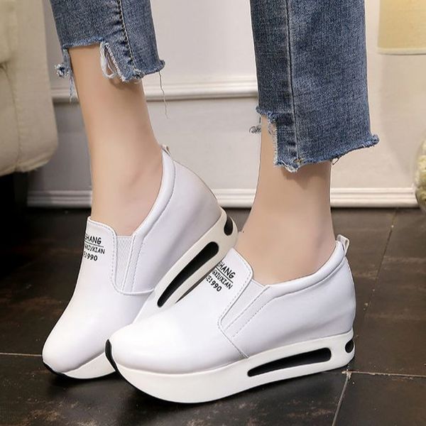 

dress shoes sepatu platform putih kasual wanita hak tersembunyi sneakers untuk wedges penambah tinggi 230516, Black